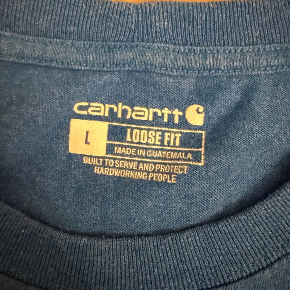 Carhartt Mens Loose Fit K87 Pocket T-Shirt Blue Heather Large Short Sleeve Tee - Picture 2 of 6